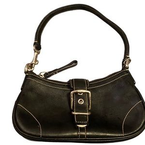 Coach Black Hampton Leather Hobo Buckle Flap Shoulder Bag coach no. e0407642